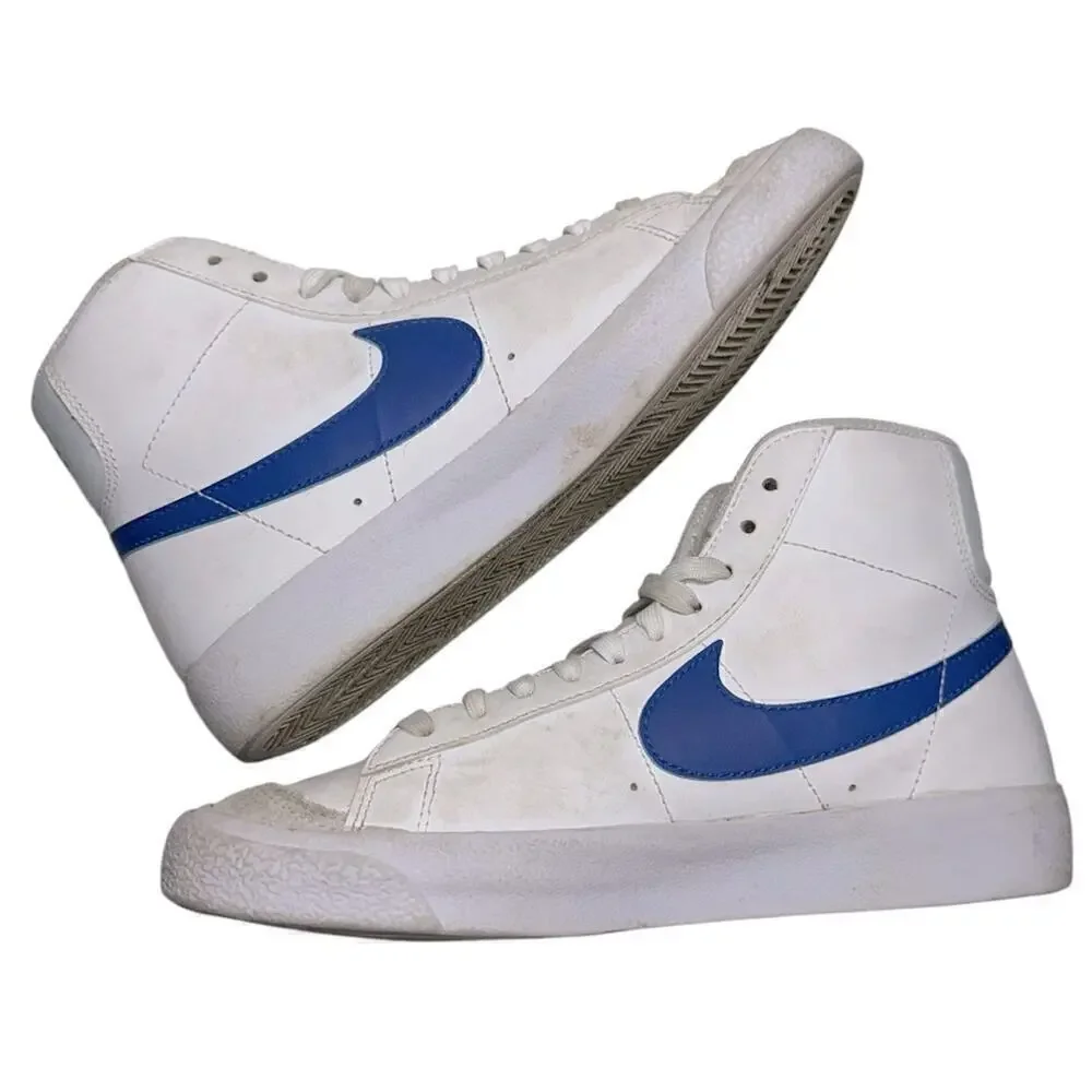 Nike Kids Size 4.5Y White Blue Blazer Mid Sneakers DA4086-113